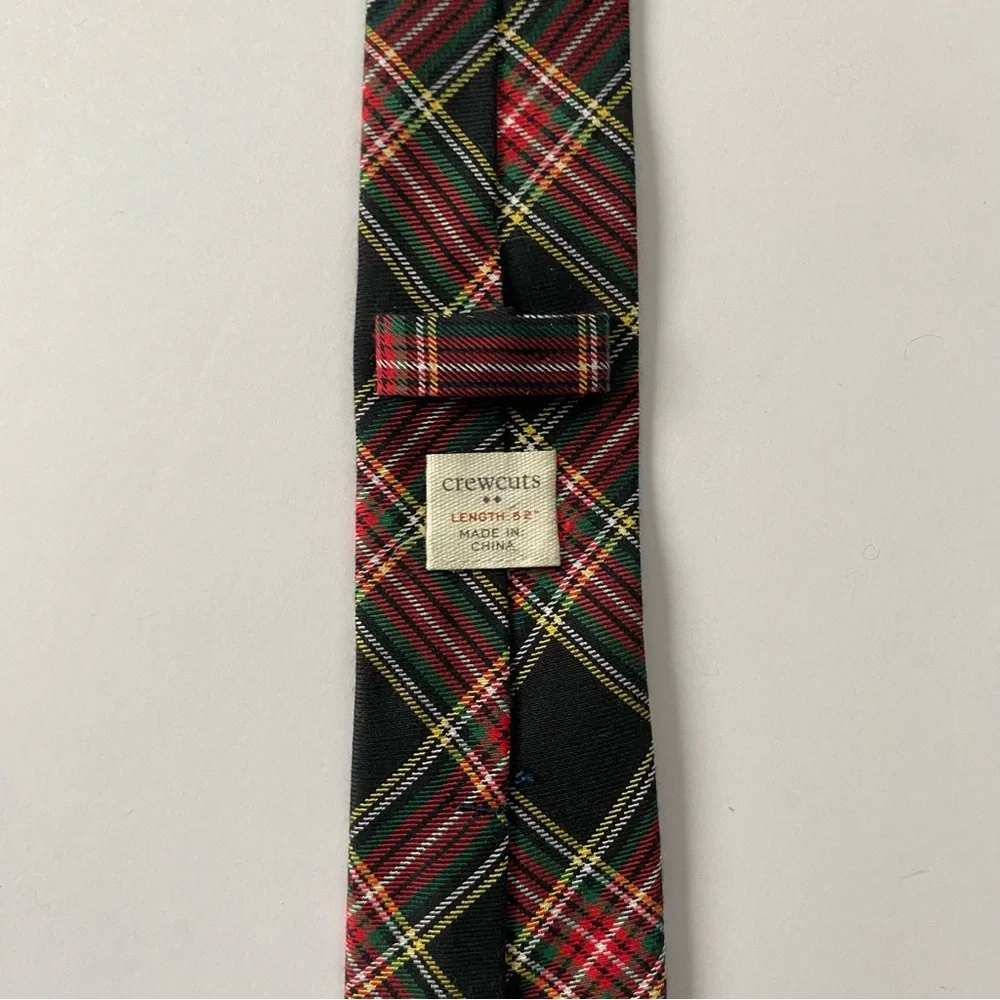 Crewcuts Tie Plaid Size 52” Age 10-17 Boys Preppy Black Green Red EUC Worn 1X